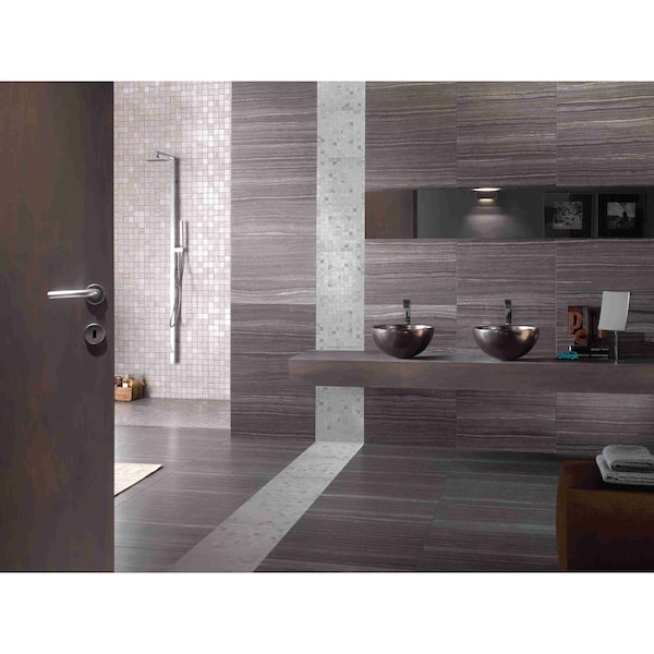 Eramosa Gray 12 In. X 24 In. Glazed Porcelain Floor And Wall Tile, 6PK